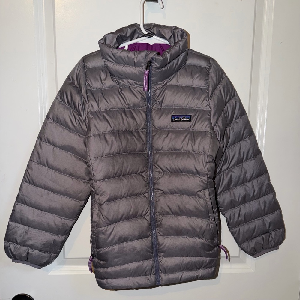Patagonia Kids Puffer Jacket in Gray and Purple